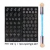 Szín: PHT-02-15 Szivacs - Köröm Airbrush Stencil Szett szivacs tollal Szív Pillangó Láng Airbrush sablonok Üreges