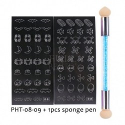 Szín: PHT-08-09 Szivacs - Köröm Airbrush Stencil Szett szivacs tollal Szív Pillangó Láng Airbrush sablonok Üreges