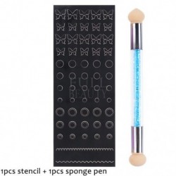 Szín: P01 Szivacs - Köröm Airbrush Stencil Szett szivacs tollal Szív Pillangó Láng Airbrush sablonok Üreges matricák