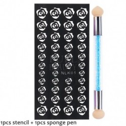 Szín: NLK01 Szivacs - Köröm Airbrush Stencil Szett szivacs tollal Szív Pillangó Láng Airbrush sablonok Üreges matricák