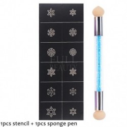 Szín: P02 Szivacs - Köröm Airbrush Stencil Szett szivacs tollal Szív Pillangó Láng Airbrush sablonok Üreges matricák