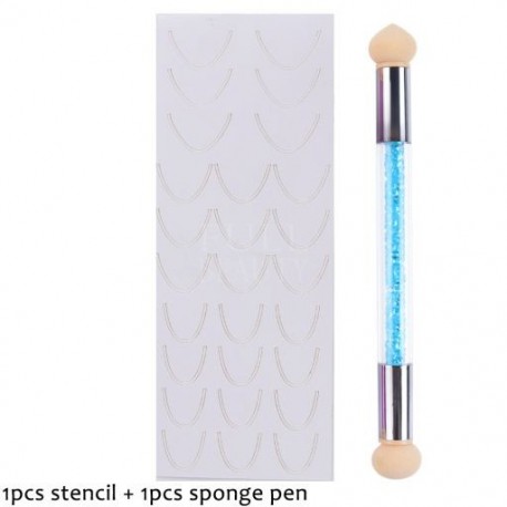 Szín: NK307 Szivacs - Köröm Airbrush Stencil Szett szivacs tollal Szív Pillangó Láng Airbrush sablonok Üreges matricák
