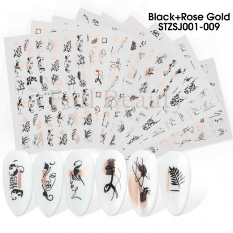 Szín: STZSJ1-9 Rose Gold - 11 db virágos matrica készlet lila levendula matrica nyári százszorszép design napraforgó