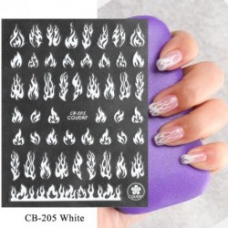 Szín: CB-205 fehér - 3D holografikus tűzláng körömmatricák csúszka arany fekete nyári manikűr matricák barkácsolás