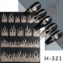 Szín: H-321 - Lézeres pillangó matricák körmökre szuper fényes csillogó 3D láng varjú szív hópehely köröm