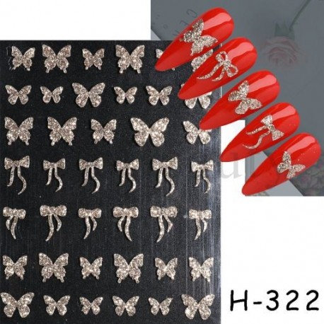 Szín: H-322 - Lézeres pillangó matricák körmökre szuper fényes csillogó 3D láng varjú szív hópehely köröm