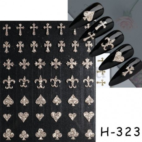 Szín: H-323 - Lézeres pillangó matricák körmökre szuper fényes csillogó 3D láng varjú szív hópehely köröm