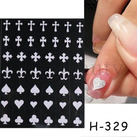 Szín: H-329 - Lézeres pillangó matricák körmökre szuper fényes csillogó 3D láng varjú szív hópehely köröm