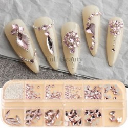 Szín: 12GPZ-4 - 12Rácsos Nail Art Mini Fém Gyöngyök Arany Ezüst Apró Rozsdamentes Acél Kaviár Gyöngyök 0,6-2,0mm 3D
