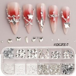 Szín: 12GPZ-7 - 12Rácsos Nail Art Mini Fém Gyöngyök Arany Ezüst Apró Rozsdamentes Acél Kaviár Gyöngyök 0,6-2,0mm 3D