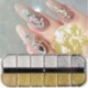 Szín: 12GPZ-2 - 12Rácsos Nail Art Mini Fém Gyöngyök Arany Ezüst Apró Rozsdamentes Acél Kaviár Gyöngyök 0,6-2,0mm 3D