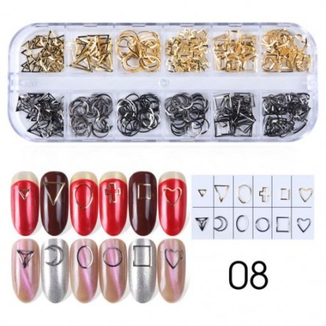 Szín: 772-08 - 12Rácsos Nail Art Mini fém gyöngyök arany ezüst apró rozsdamentes acél kaviár gyöngyök 0,6-2,0 mm 3D