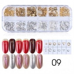 Szín: 772-09 - 12Rácsos Nail Art Mini fém gyöngyök arany ezüst apró rozsdamentes acél kaviár gyöngyök 0,6-2,0 mm 3D