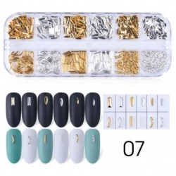 Szín: 772-07 - 12Rácsos Nail Art Mini Fém Gyöngyök Arany Ezüst Apró Rozsdamentes Acél Kaviár Gyöngyök 0,6-2,0mm 3D