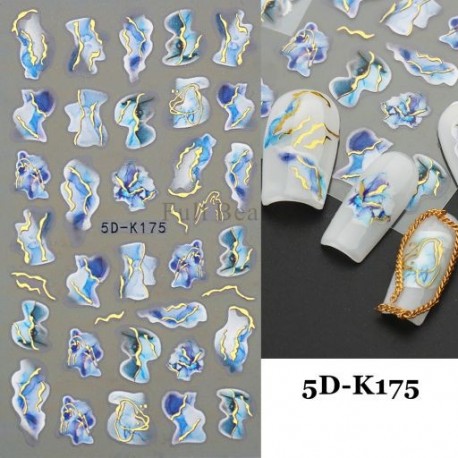 Szín: 5D-K175 - 5D medúza körömmatricák tengeri állatok dekoráció nyári strand hullám köröm matricák márvány