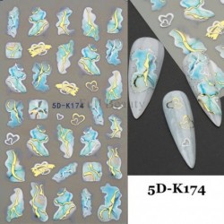 Szín: 5D-K174 - 5D medúza körömmatricák tengeri állatok dekoráció nyári strand hullám köröm matricák márvány