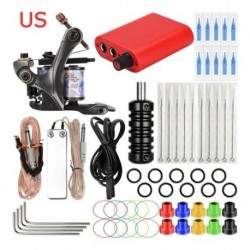 Szín: US - Professzionális kezdő tetováló készlet gépek fegyverkészlet tápegység fogantyúk Body Art eszközök