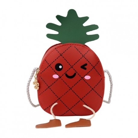 Piros szín - Aranyos ananász PU bőr válltáska gyerekeknek Gyerekek Rajzfilm Messenger Táskák Kawaii pénztárcák Little