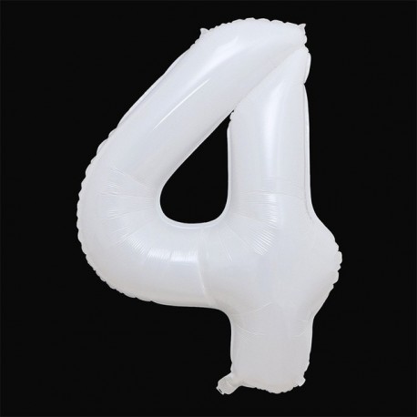 Szín: 4-es szám - 40 hüvelykes fehér számos fólia lufi 0-9 matricával Boldog születésnapot esküvői parti dekoráció