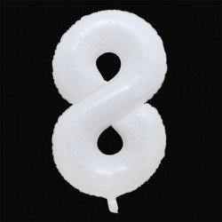 Szín: 8-as szám - 40 hüvelykes fehér számos fólia lufi 0-9 matricával Boldog születésnapot esküvői parti dekoráció