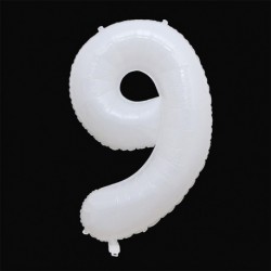 Szín: 9-es szám - 40 hüvelykes fehér számos fólia lufi 0-9 matricával Boldog születésnapot esküvői parti dekoráció