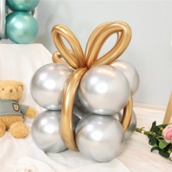 Szín: ajándék ezüst - 1Szett díszdoboz formájú fényes fém léggömbök Króm varázslatos hosszú ballon Valentin-napi