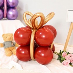 Szín: ajándék piros - 1Szett díszdoboz formájú fényes fém léggömbök Króm varázslatos hosszú ballon Valentin-napi