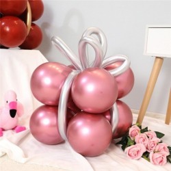 Szín: Gift Rose - 1Szett díszdoboz formájú fényes fém léggömbök Króm varázslatos hosszú ballon Valentin-napi