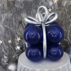 Szín: Gift Ink kék - 1Szett díszdoboz formájú fényes fém léggömbök króm varázslatos hosszú ballon Valentin-napi