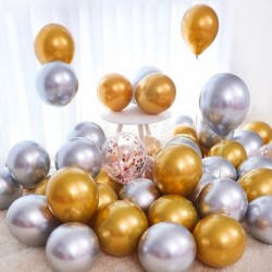 Szín: 5 arany 5 ezüst - 10db/tétel Fém Rózsa Arany Ezüst Kék Zöld Lila Ballon Esküvő Boldog születésnapot Latex Fém