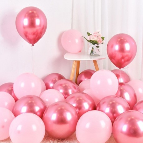 Szín: 5Rose 5Baby pink - 10db/tétel Fém Rózsa Arany Ezüst Kék Zöld Lila Ballon Esküvő Boldog születésnapot Latex Fém