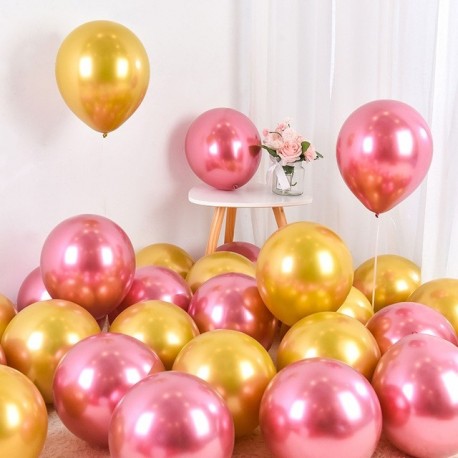 Szín: 5 arany 5 rózsa - 10db/tétel Fém Rózsa Arany Ezüst Kék Zöld Lila Ballon Esküvő Boldog születésnapot Latex Fém