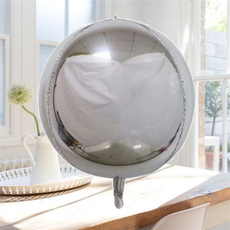 Szín: ezüst 4D - 1db 18 hüvelykes fémes léggömb esküvői parti léggömbök boldog születésnapot 4D fém króm fólia