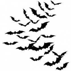 Fekete szín - 48db fekete piros 3D PVC kísérteties denevér fali matricák lakberendezési buli gyerekek nappali fali