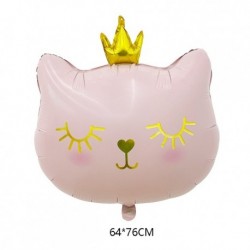Szín: rózsaszín macska - Új nagy korona macska ölelés medve pillangó csat alumínium fólia léggömb baba születésnapi