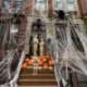 Szín: zöld - Pókhálók Halloween-dekorációk hamis pókokkal, fehér sztreccs hamis pókháló Halloween-hez kültéri és