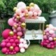 Szín: Macaroon Pink - Rózsaszín léggömb füzérív készlet Latex ballon kombináció piros arany fém ballonok lila