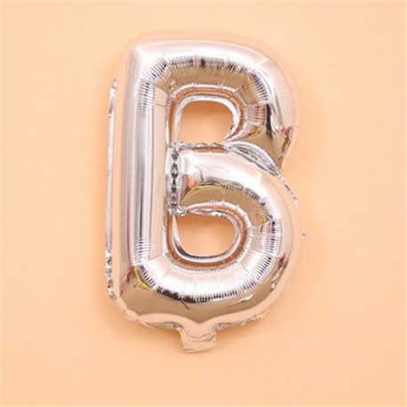Szín: B - 16 hüvelykes ezüst ábécé betűs fólia lufi születésnapi parti dekoráció gyerekeknek léggömbök újévi