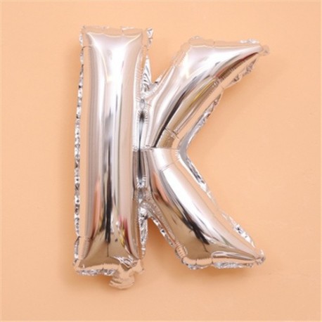 Szín: K - 16 hüvelykes ezüst ábécé betűs fólia lufi születésnapi parti dekoráció gyerekeknek léggömbök újévi