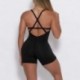 Szín: kék - Női hát nélküli jóga öltöny Ujjatlan jumpsuit edzés macska ruha Bodycon edzőterem Bodycon Romper