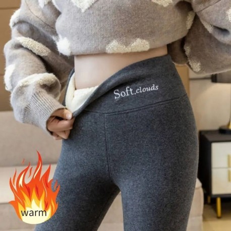 Méret: M - Téli vastag báránygyapjú leggings női meleg polár bélésű termikus bokahosszú nadrág szürke színű szexi