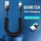 Fekete szín - 66W 5A gyorstöltő C típusú kábel rugós teleszkópos autótelefon töltő USB kábel Samsung Xiaomi Redmi