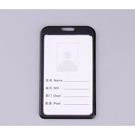 Fekete szín - Uniszex fém kártyatartó munkahelyi név kitűző tartó zsinóros névvel rendelkező munkakártya névtartó