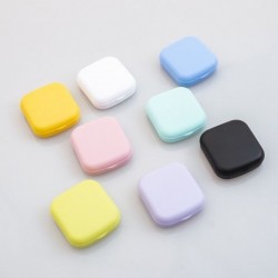 Fehér szín - Mini kontaktlencse tok, egyszínű Lovely Travel Kit zseb, női könnyen hordozható tükörlencsedobozos