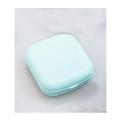 Szín: zöld - Mini kontaktlencse tok, egyszínű Lovely Travel Kit zseb, női könnyen hordozható tükörlencsedobozos