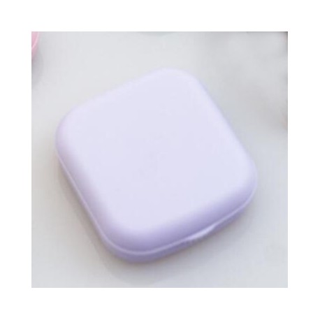 Szín: lila - Mini kontaktlencse tok, egyszínű Lovely Travel Kit zseb, női könnyen hordozható tükörlencsedobozos tartály