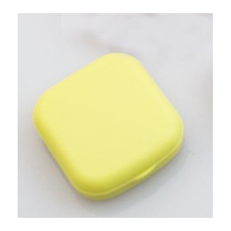 Szín: zöld - Mini kontaktlencse tok, egyszínű Lovely Travel Kit zseb, női könnyen hordozható tükörlencsedobozos