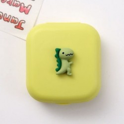 Szín: dinoszaurusz - Mini kontaktlencse tok, egyszínű Lovely Travel Kit zseb, női könnyen hordozható tükörlencsedobozos