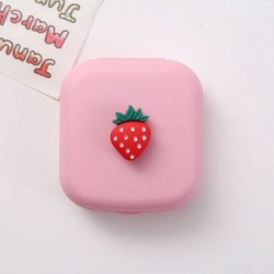 Szín: Starberry - Mini kontaktlencse tok, egyszínű Lovely Travel Kit zseb, női könnyen hordozható tükörlencsedobozos