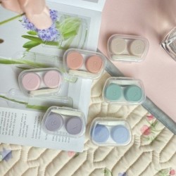 Szín: 1db szín véletlenszerű A - Mini kontaktlencse tok, egyszínű Lovely Travel Kit zseb, női könnyen hordozható
